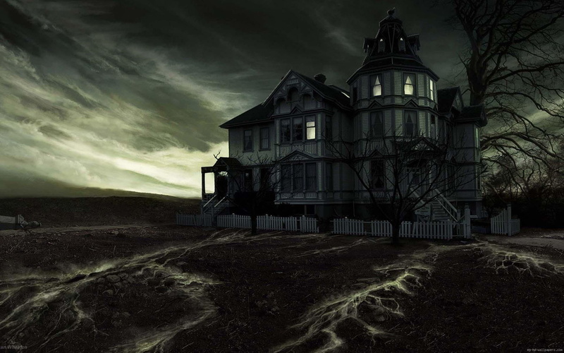 fear, house, dark, building, sky, storey, black, haunted, ghost, white, landscape, night, 1080P