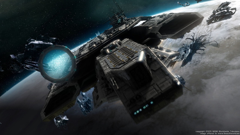 Daedalus-class, 1080P, no people, Stargate Universe, built structure, reflection, building, directly above, planet - space, outdoors, Stargate, high angle view
