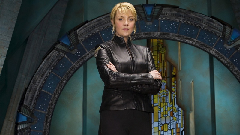 Stargate Universe, clothing, 1080P, mid adult, one person, railing, hair, indoors, females, Amanda Tapping, Samantha Carter, portrait, hairstyle, mid adult women