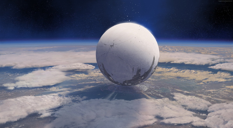 game, blue, MMOFPS, space, planet, 4K, sphere, Exo, spaceship, screenshot, Destiny, sci-fi