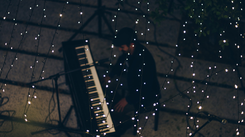nature, people, night, tree, light, musical equipment, human, casual clothing, flare, men, one person, playing, lifestyles, person, paper, outdoors, music