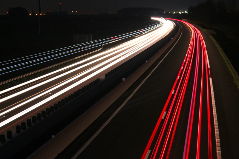 text, way, motion, high angle view, glowing, overpass, vehicle light, neon, headlight, road, asphalt, tail light, multiple lane highway, town, piano, light trail