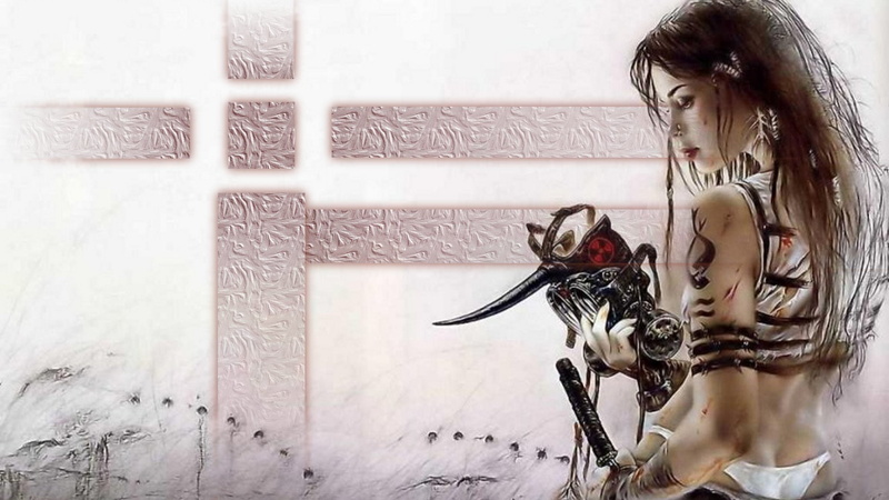 1080P, women, fantasy, mask, warriors, Gothic, girl, sword, tattoo, art