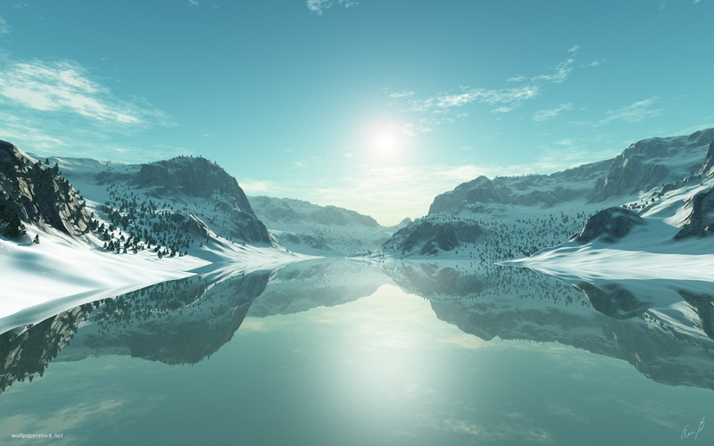 seasons, d, art, artwork, Blue, x, icy, nature, landscapes, lakes, 1080P, hd, ice