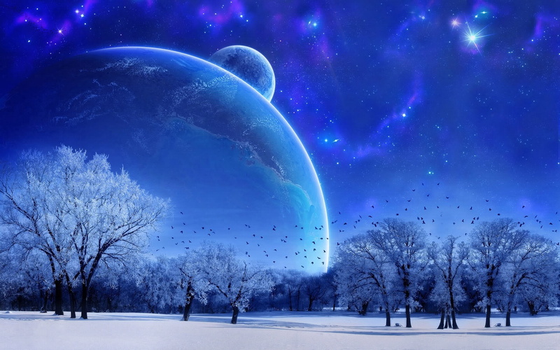 environment, 720P, no People, birds, planet - Space, night, science, blue, backgrounds, space, scenics - nature, plant, astronomy, star - Space, beauty In Nature