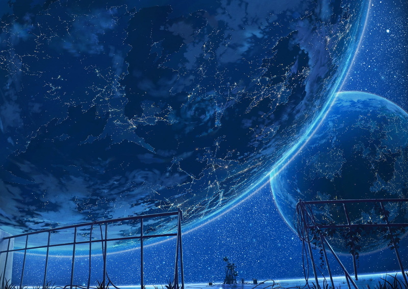 star field, night, no people, cloud - sky, scenics - nature, star - space, anime, sky, planet, planet earth, 720P, nature, outdoors, galaxy, architecture