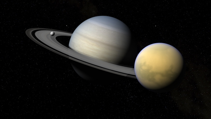 space, Enceladus, 1080P, Titan, Saturn, stars