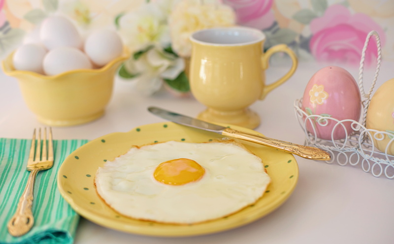 fried egg, close-up, crockery, indoors, fork, egg yolk, knife, fried, no people, kitchen utensil, Plate, boiled egg, ready-to-eat, 5K, freshness, meal