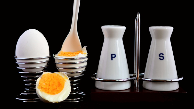 drink, no people, wellbeing, pepper and salt, egg, eggcup, kitchen utensil, food and drink, gray, boiled egg, healthy eating, egg yolk, eating utensil