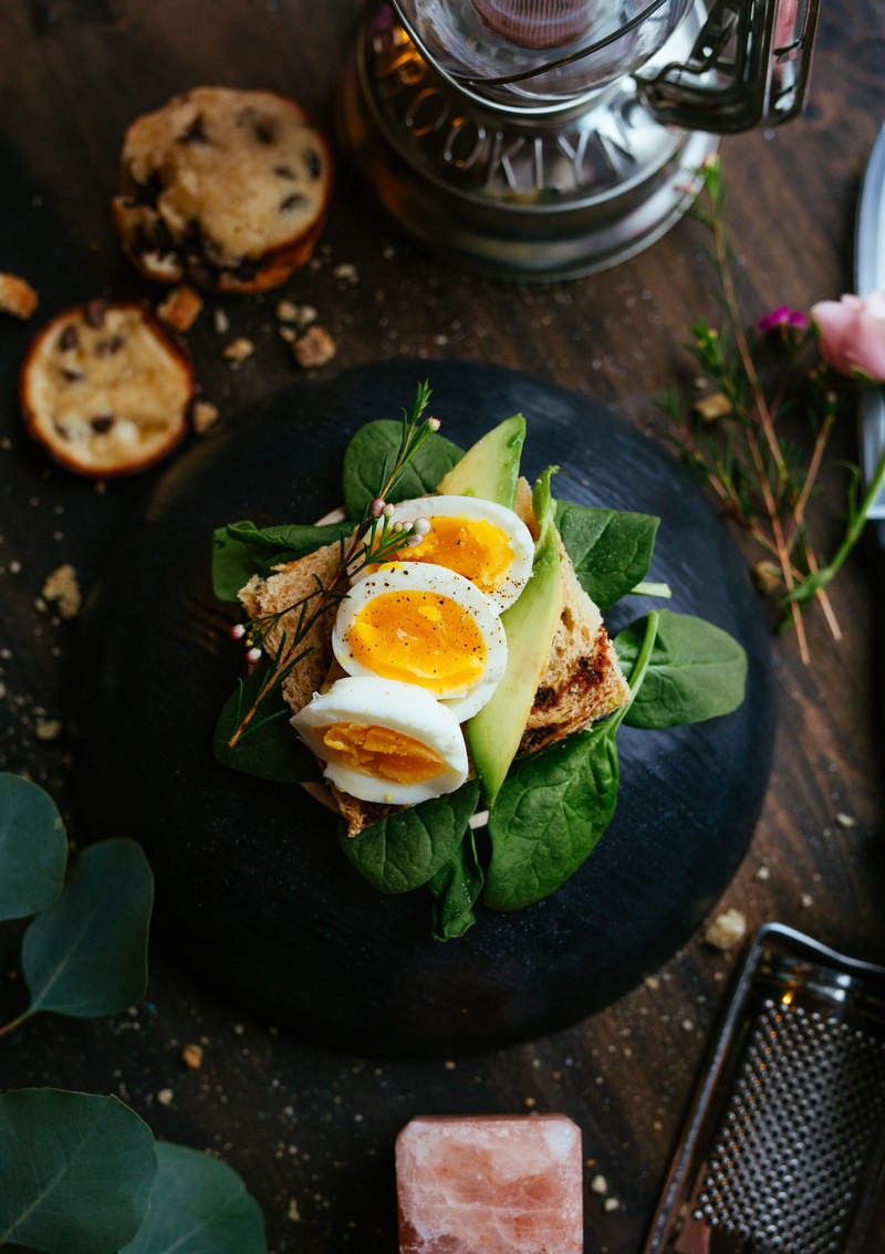 vegetable, food, fried, sandwich, breakfast, plate, egg, egg yolk, wellbeing, high angle view, food and drink, fried egg, freshness, boiled egg, ready-to-eat