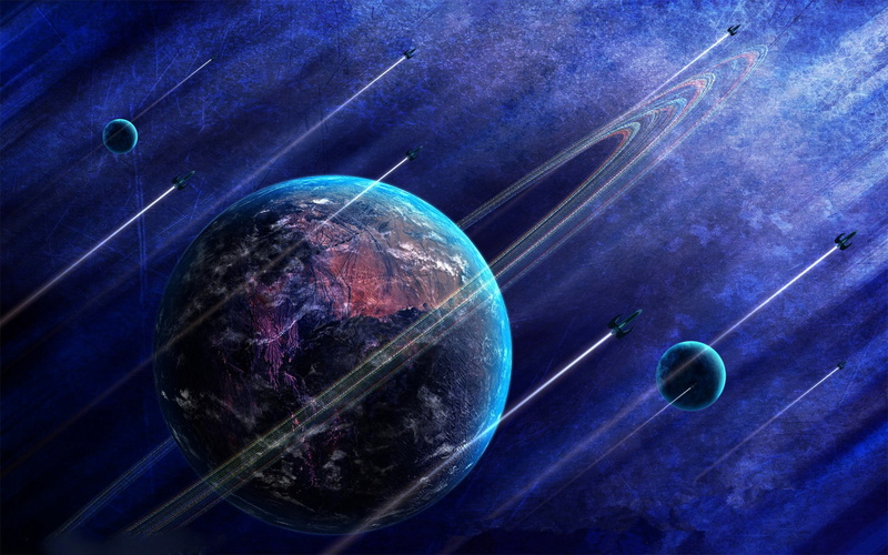 satellites, missile trajectory track, 1080P, abstract, planets