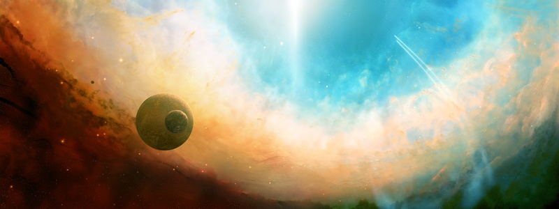 flight, nebula, stars, Space, dual monitor, trajectory, 5K, light, planet, lights