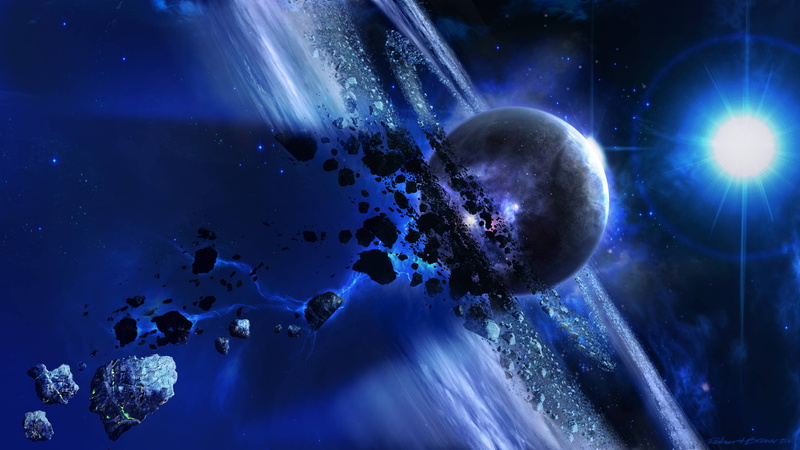 purple, 2K, universe, space and planet, blue, illustration, galaxy, black