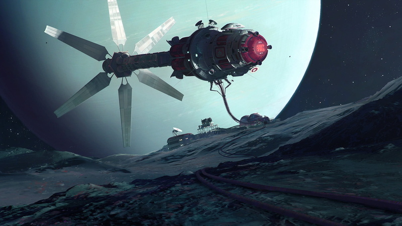 Station, Uranus, space, Art, Science Fiction, 1080P