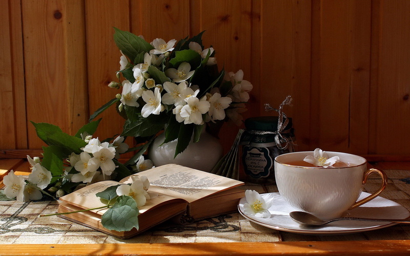 flowers, no people, cup, rustic, plant, still life, candle, fragility, table, tea party, wood - Material, flower head, book, drink, old-fashioned, romance
