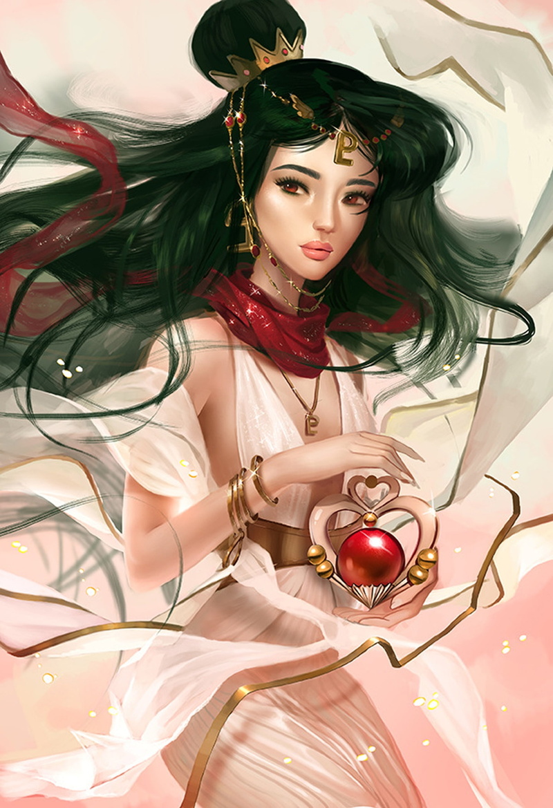 moon, character, 1080P, setsuna, girl, beauty, bishoujo, senshi, series, anime, sailor, long, hair, dress, pluto