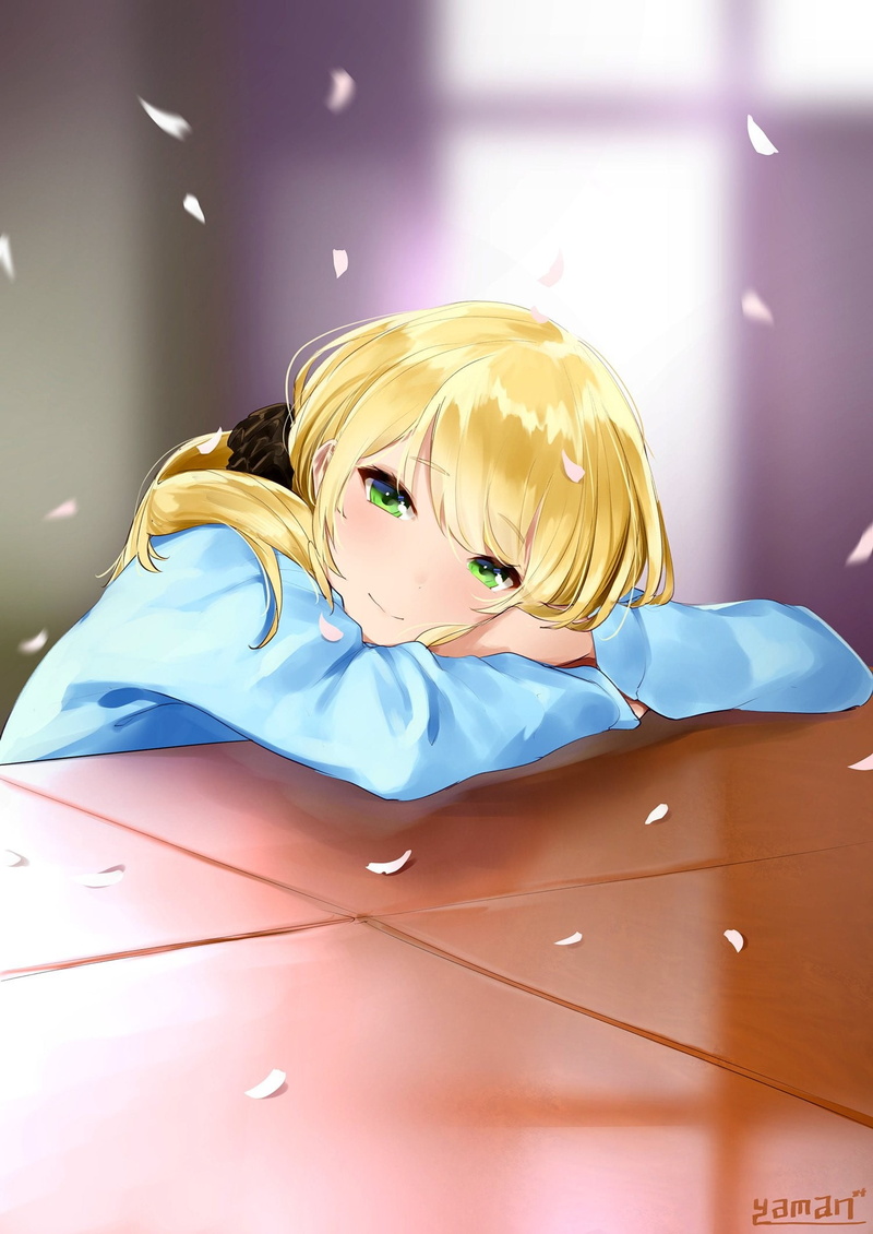 blond hair, New Horizons, hair, females, anime girls, child, relaxation, indoors, blonde, childhood, women, adult, beauty, portrait, Ellen Baker, anime