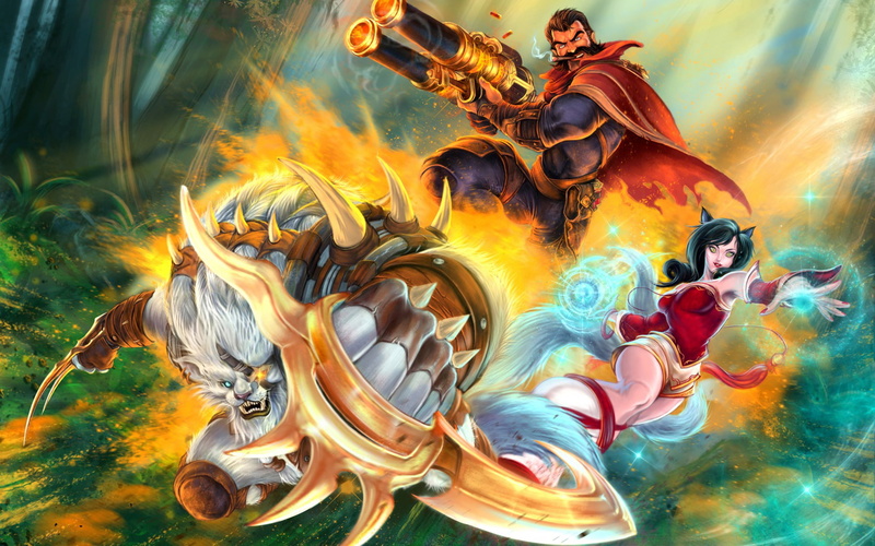 League of Legends, art, Graves, Nine-Tailed Fox, Ahri, Rengar, 1080P, Pridestalker, Outlaw