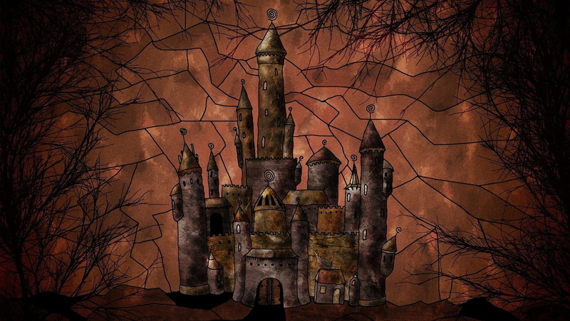 tower, drawing, spirituality, building exterior, built structure, plant, branch, history, illuminated, castle, nature, outdoors, architecture, forest, Vladstudio