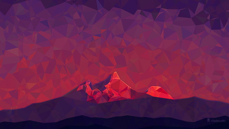 mountains, Vladstudio, digital art, triangle, 2D, nature, 1080P, low poly, hills, simple, minimalism