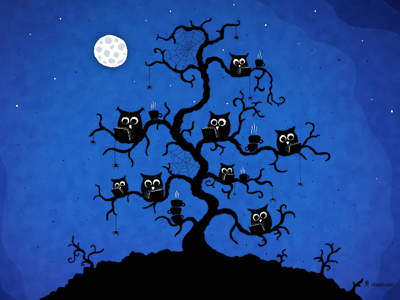 1080P, coffee, no people, design, astronomy, dark, outdoors, tree, blue background, drop, spooky, birds, black, owl, illuminated, abstract, horror, moon