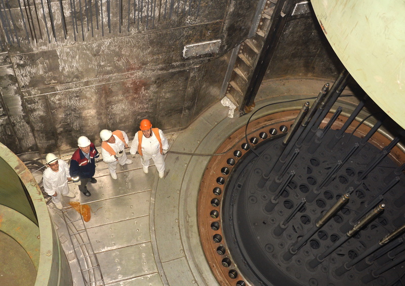 working, architecture, standing, mature men, high angle view, adult, reactor, indoors, occupation, group of people, women, safety, full length, 4K, nuclear power plant
