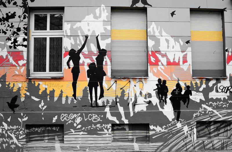 Wall Painting, patriotism, human body part, building, western script, urban art, walking, berlin, house facade, communication, government, sprayer, Art
