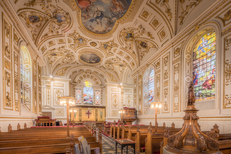 fresco, ceiling, historical, pew, art and craft, indoors, british, architecture and art, spirituality, pretty, room, religion, old, architecture, altar