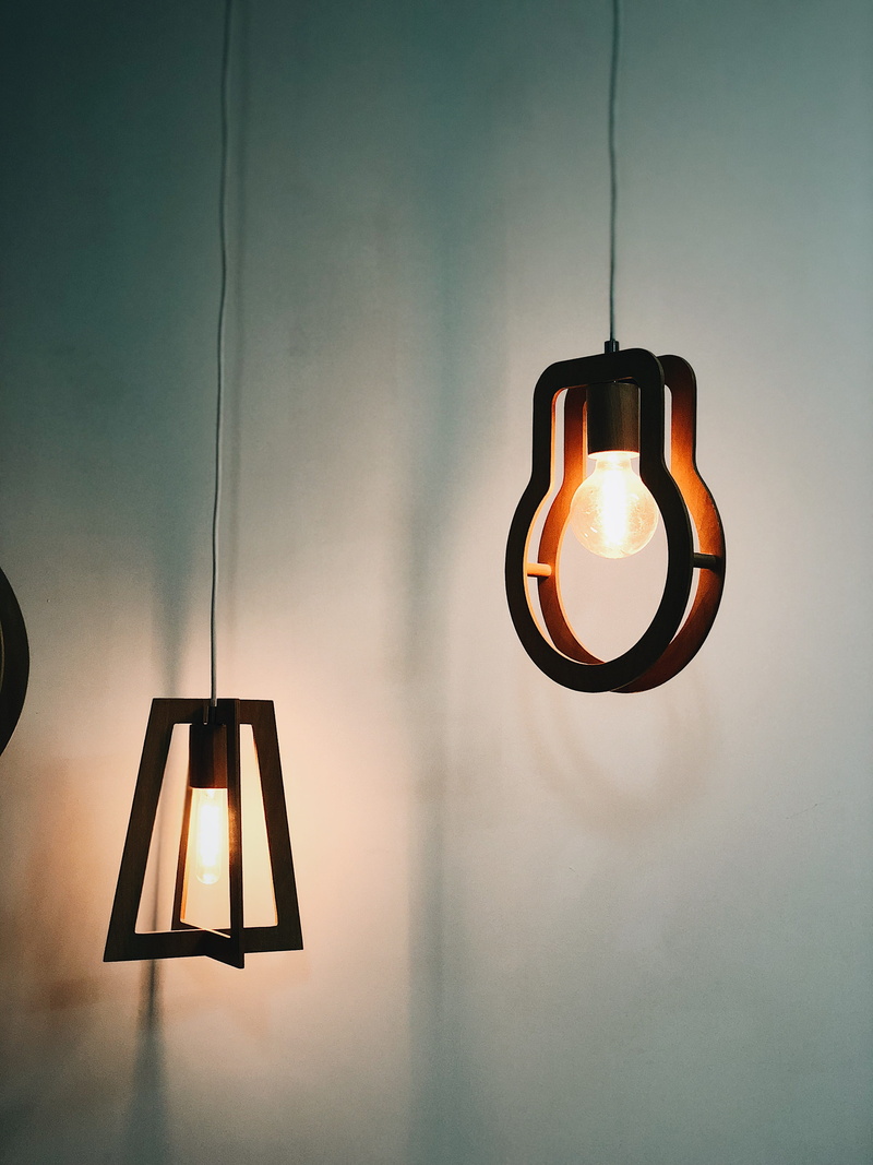 glowing, close-up, lamp shade, 4K, pendant light, lighting equipment, ceiling, light, lamps, two, low angle view, lighted, wall - building feature, electric light