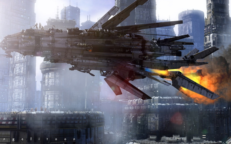 industry, smoke - physical structure, transportation, gray, reflection, construction industry, architecture, spaceship, building exterior, factory, water