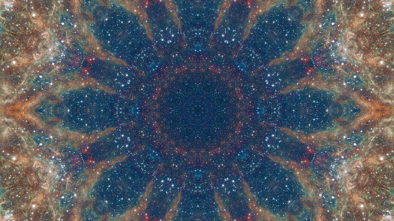 Galaxy, Digital Art, Space, Blue, Artistic, Mandala, Brown, 1080P, Pattern, Abstract, Manipulation