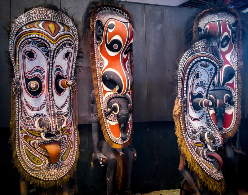sculpture, close-up, wooden, papua new guinea, wood sculptures, belief, vintage, wooden mask, mask, festival, ancient, craft, multicolored, 4K, creativity