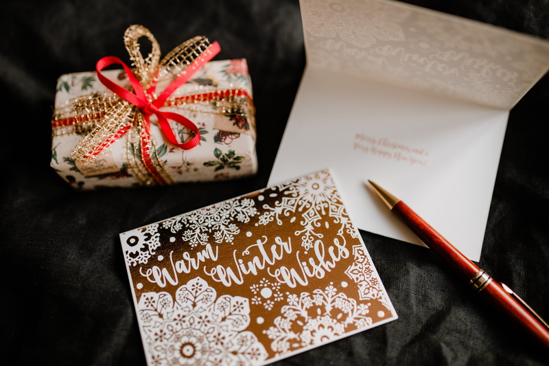 box, black background, christmas, close-up, winter, studio shot, greeting card, no people, holiday, wrapping paper, box - container, celebration, ribbon