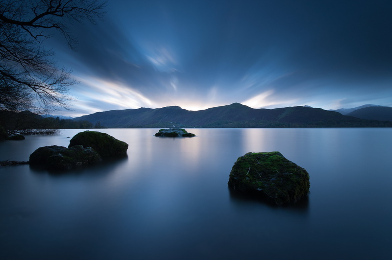 clouds, 4K, lake district, mountain, stopper, landscape, lee filters, cumbria, outdoors, blue, wide angle lens, Derwent Water, long exposure, body of water