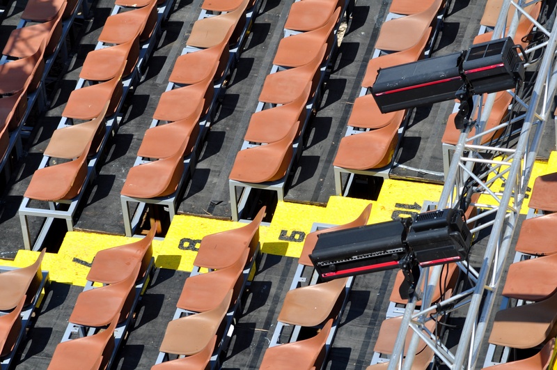 transportation, sit, 2K, empty, day, sítze, order, chairs, grandstand, in a row, ingenuity, orange color, equipment, business, tribune, audience stands