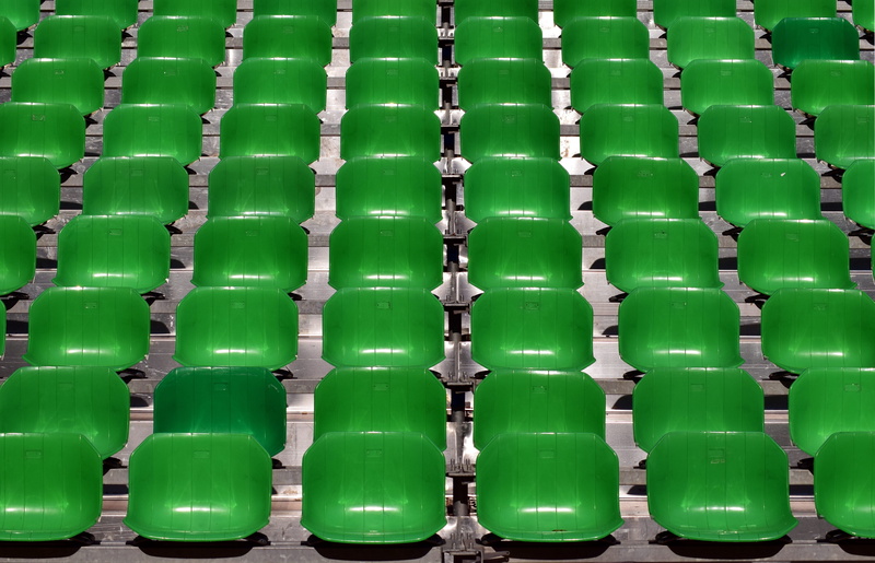 backgrounds, seats, sit, green, no people, repetition, audience stands, order, plastic chairs, high angle view, rows of seats, bottle, unused, side by side
