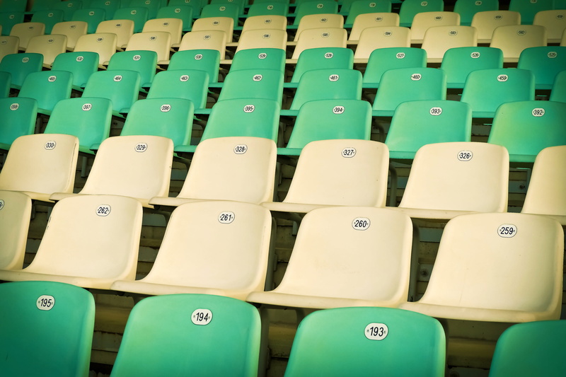 viewers, absence, number, seat, green, abundance, 4K, close-up, white, sit, seat numbers, plastic, green color, standing out from the crowd, plastic seat
