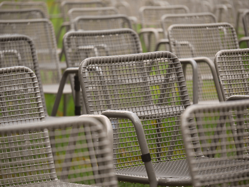 day, in a row, out, viewers, boundary, fail, concert, rows of seats, oblique, alignment, series, rows of chairs, cancelled, full frame, raindrop, arrangement