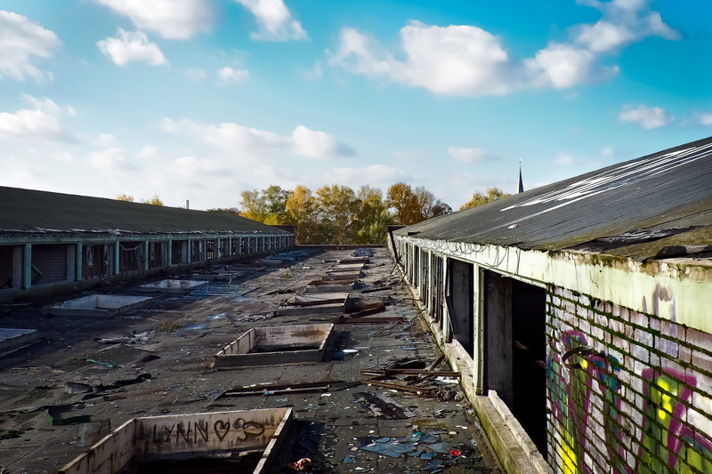 outlook, leave, transient, home, shunting yard, old factory, dilapidated, architecture, old building, factory building, train, ailing, connection, view
