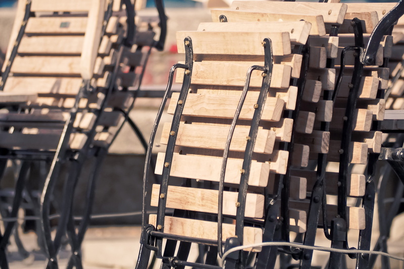 sit, close-up, chair, cafe, 4K, seating furniture, chairs, beer garden, nature, high angle view, seating, no people, seat, folded, repetition, empty, absence