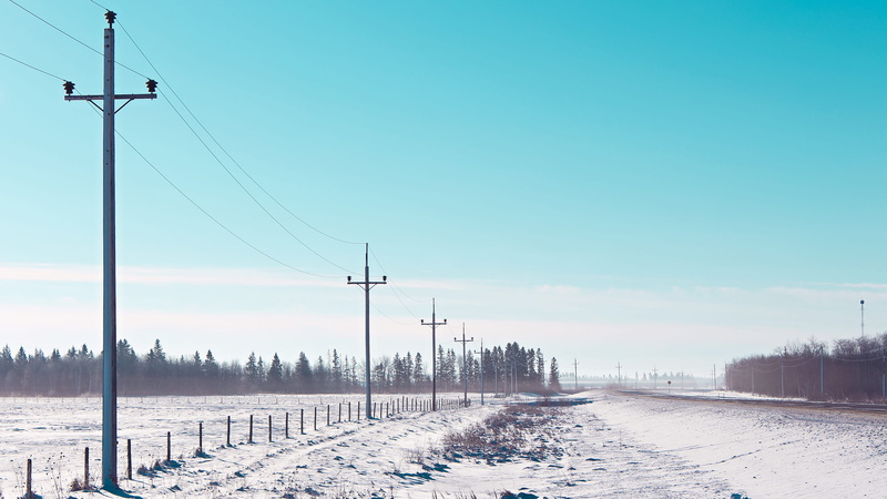 scenics - nature, no people, landscape, nature, post, snow, 5K, electricity, aligned, power supply, electric, blue, sky, electricity pylon, near, technology