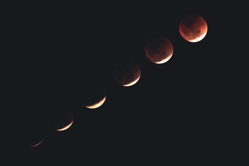 luminosity, astronomy, moonlight, alignment, nature, tranquility, scenics - nature, orange color, space, beauty in nature, process, total, science, sky