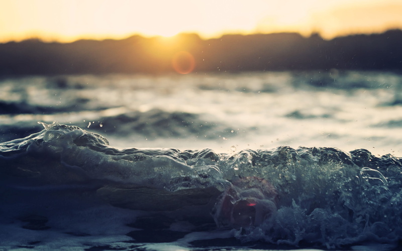 outdoors, focus on foreground, winter, Sun, ice, beauty in nature, beach, splashes, photography, tranquility, sea, waves, tranquil scene, sunset, land