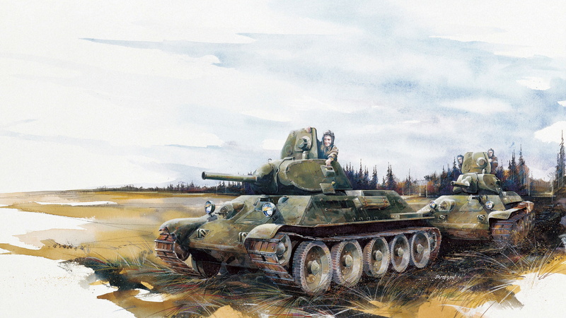 land Vehicle, 2K, cloud - sky, figure, sky, gun, army, nature, transportation, power, aggression, tank, military, T-34-76, machinery, mode of transportation