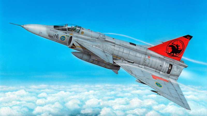 Artistic, Aircraft, Jet Fighters, 1080P, Warplane, Saab 37 Viggen, Jet Fighter