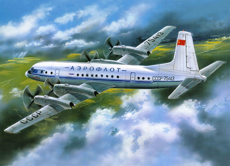leaving, plumage, turboprop, passenger, Ilyushin, plane, the scheme, business Travel, air Vehicle, art, no people, four-engine, Il-18, Aeroflot, sky, cloud - Sky