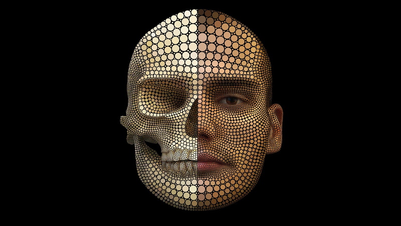 white, male likeness, backgrounds, face, creativity, grid, geometric shape, scheme, men, abstract, shape, portrait, cut out, people, indoors