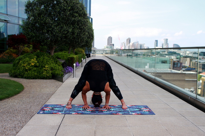 office building exterior, skyscraper, europe, floor, real people, london, sky, city, united kingdom, lifestyles, rear view, acro yoga, stretching, position