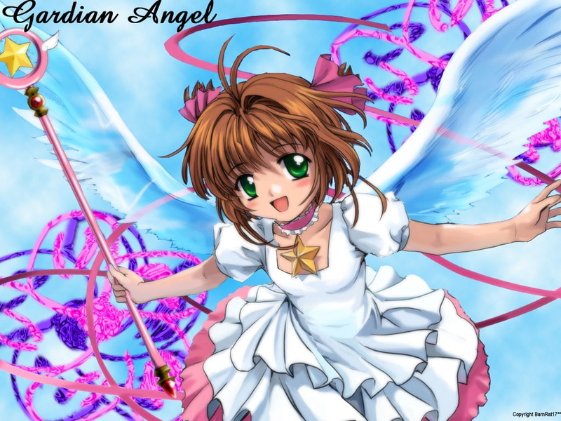 sakura, anime, 480P, card, Kinomoto Sakura, kinomoto, art, hd, Angel, card captor sakura, captor, Dress, cute
