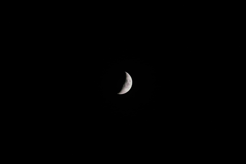 sky, half, dark, 4K, close-up, sickle moon, night, space, astronomy, isolated On Black, moon Surface, astrophotography, no People, backgrounds, black Color
